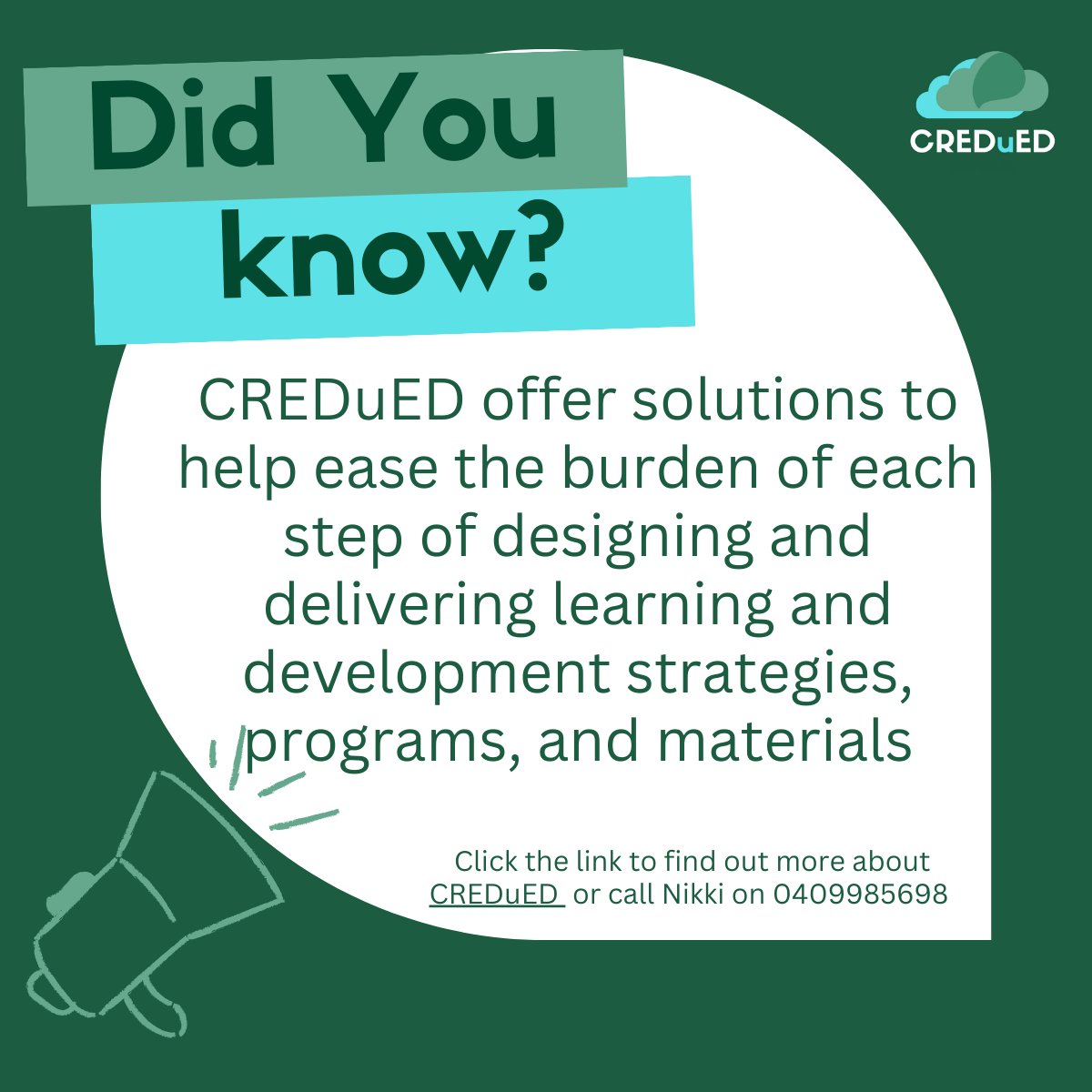 griefatwork's tweet photo. CREDuED offers a one stop solution for anyone thinking about building online or face to face courses. Want to know more? Call Nikki 0409 985 698 or email info@credued.com👇🏻 https://t.co/Me1nBHh5MG