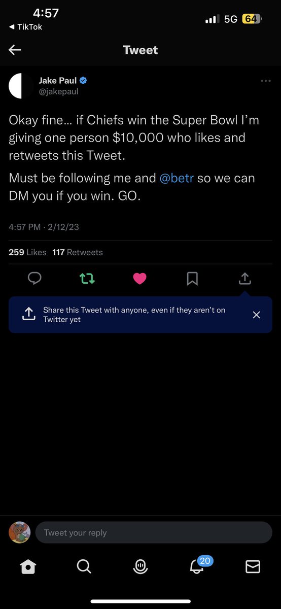 restrictedpaul's tweet photo. @jakepaul @betr done 😌 i could really use this money rn https://t.co/bkNnQvh9qi
