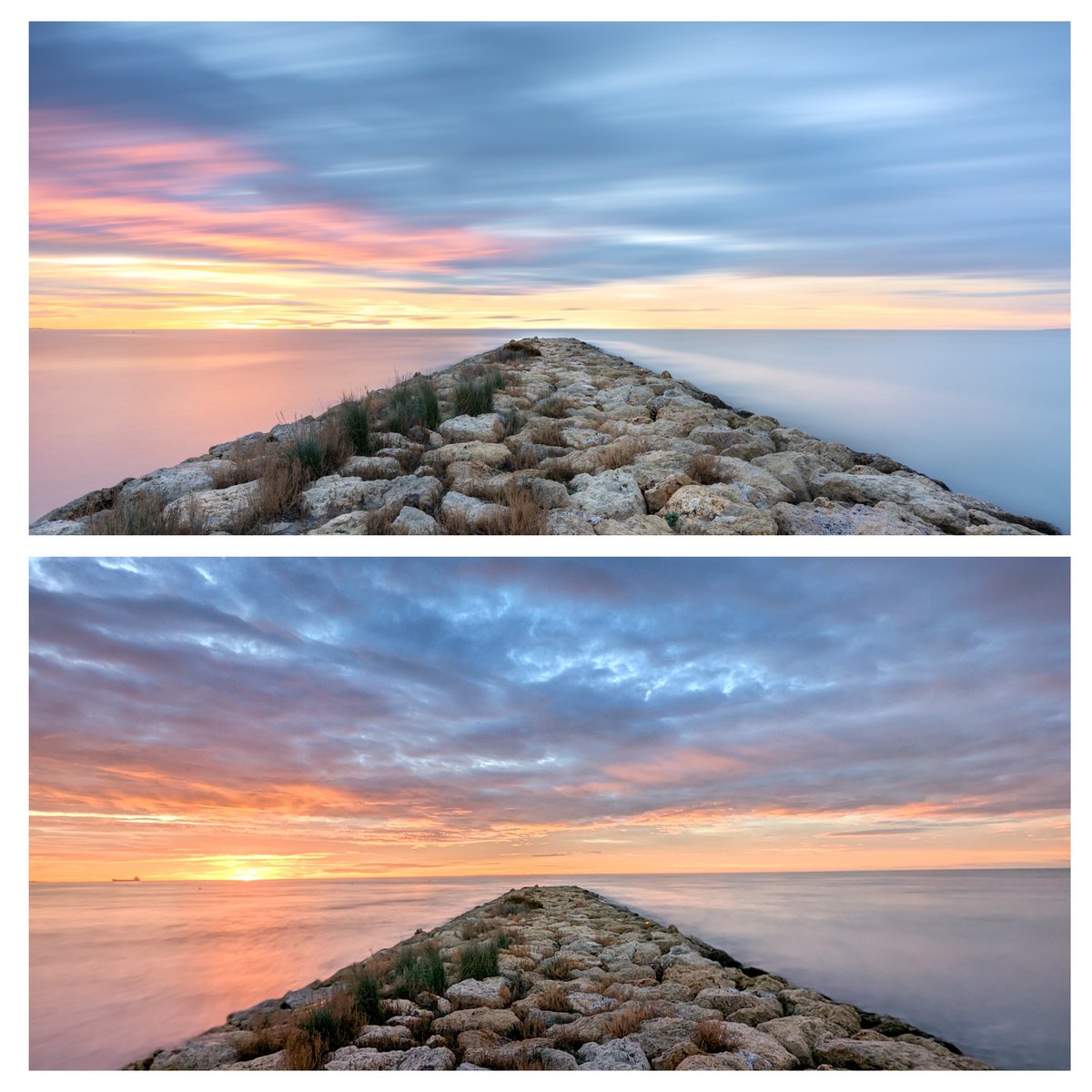 Espigó de la platja de la Gola, Santa Pola, Alacant. Dos fotos, la primera amb la Sony a7III, la segona amb el Píxel 6 pro. #alicante #santapola #alacant #pixel6pro #sony