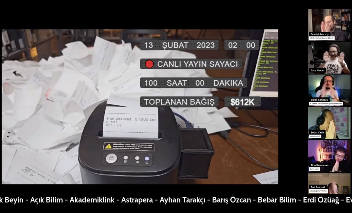 100 saat kestiniz canlı yayınımızı an itibariyle tamamladık,son bağış miktarımız 612.000 $.