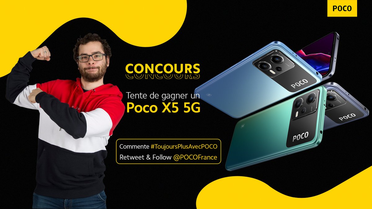Xari_'s tweet image. #CONCOURS Spécial lancement POCO X5 !

Y en a #ToujoursPlusAvecPOCO, du coup je vous fais gagner un POCO X5 👀 !!
 
Pour participer  :
1/ Commente avec #ToujoursPlusAvecPOCO
2/ RT ce Tweet !
3/ Follow @POCOFrance !

Tirage au sort le 21/02/23 ! Bonne chance à tous ! 🔥 #ad
