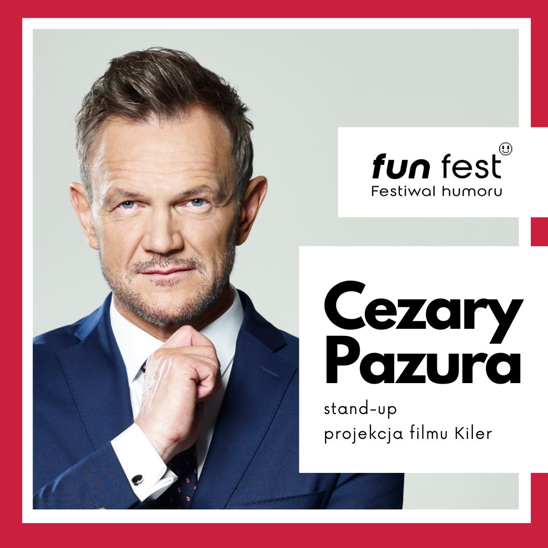 💥 Fun Fest - Festiwal Humoru 😁
⭐ Cezary Pazura 
🎙stand-up
📺 projekcja filmu 'Kiler'
🗓 24 marca 2023
🕖 godzina 18:00
ℹ️ csm.tarnow.pl/wydarzenie/166…
---
#funfest #arturandrus #teatrcapitol #cezarypazura #adamvanbendler #live #csm #tarnów #kultura #mościce #tarnow #małopolska