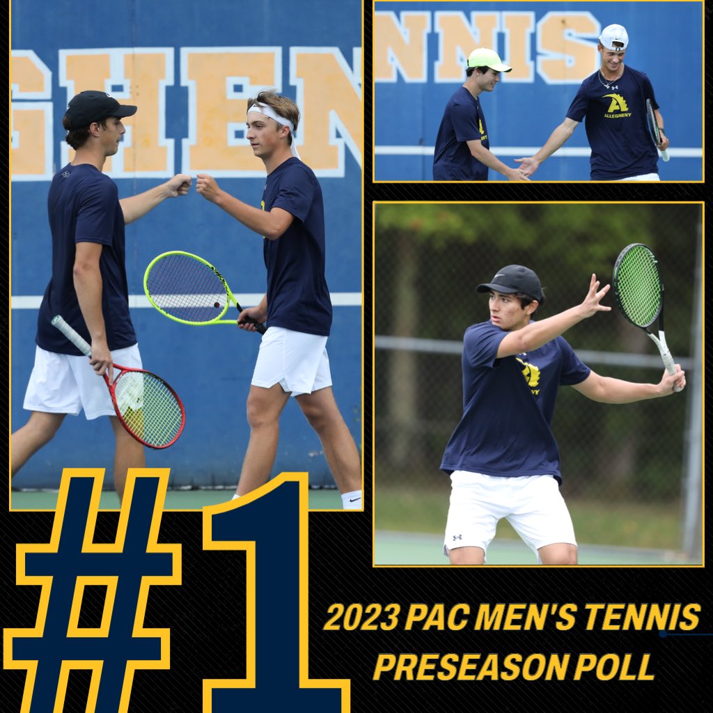 alleghenytenn1s's tweet photo. Watch out for the Gators 🐊 Allegheny was voted first in the 2023 PAC men’s tennis preseason coaches’ poll that was released on Friday🎾 https://t.co/09x88S7mbD