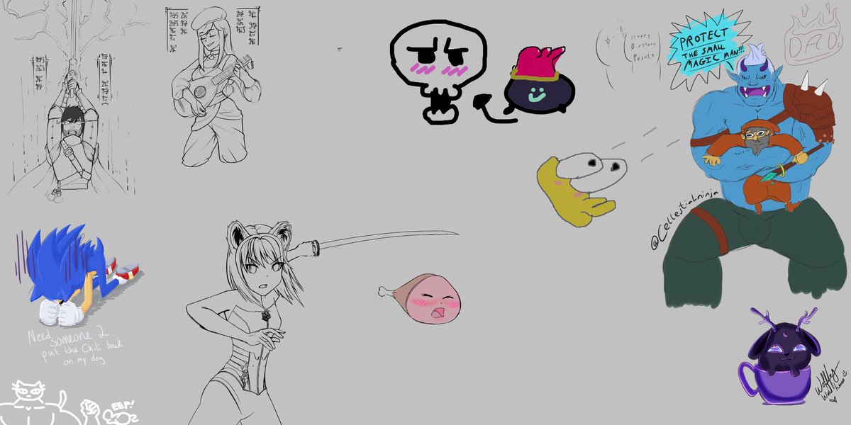 CellestiaLninja's tweet photo. Another Simp Saturday donezo!  This canvas would make the meme gods proud!  Also happy belated birthday @pesuto!  I hope you liked the birthday cake I drew you~ 😉
Credits to me, @origamichamp7 @Wolffey13 @SaibaEpsilon @thewinepot @_Emilyao_ and sianis_1 https://t.co/pEp7KIxPFS