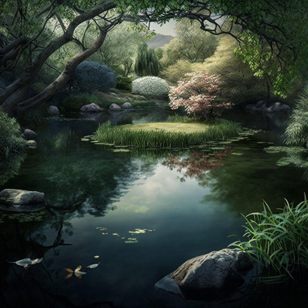 TheCCraniums's tweet image. Belated The Celestial Craniums Creativity Challenge Prompt #42: Pond #celestialcraniumscc #creativitychallenge #communitybuilding #art #aiart #pond