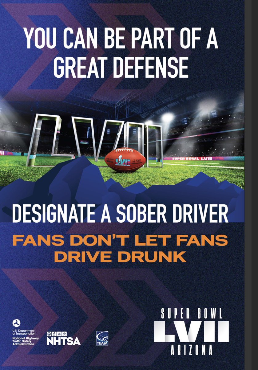 AmplifyCT's tweet photo. Real MVPs have a sober designated driver. Fans Don’t Let Fans Drive Drunk.
#SuperBowlLVII https://t.co/BAfVNqMaJm