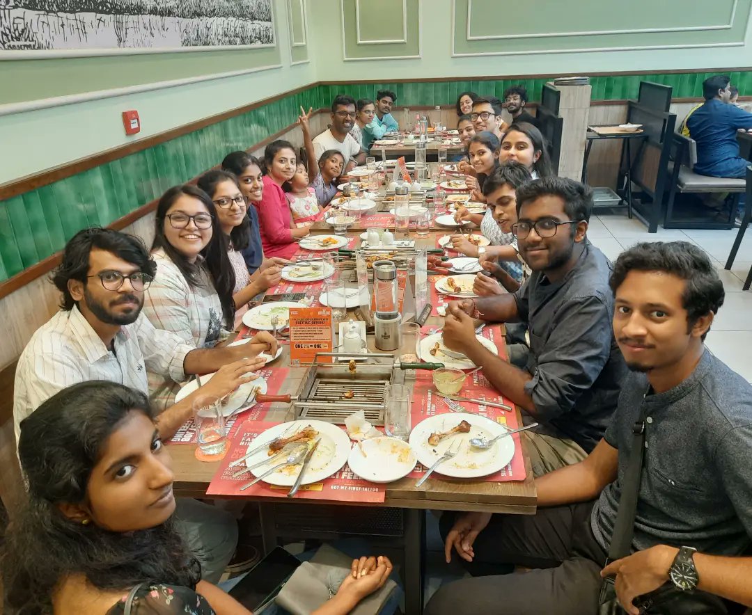 SandhyaLab's tweet photo. We celebrated our 1 year anniversary ("labiversary") at @tvmiiser!π₯³ Thanks to all for their contributions to make this group better. Special thanks to our PI @SandhyaGansan for her immense support at every single step. ππ»π£ββοΈ
#lablunch #labdayout https://t.co/D5pLrij0cy