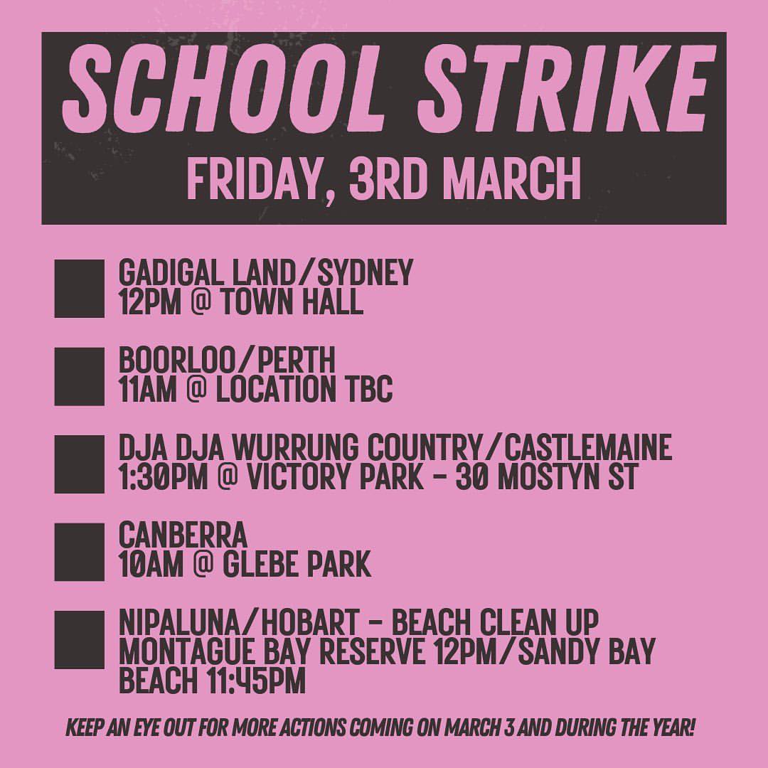 MoveBeyondCoal's tweet photo. CLIMATE STRIKE MARCH 3 ✊🏼🌎🌱
There’s a Global #ClimateStrike on March 3 to demand that our govt answer to students, workers and our communities with intersectional #climatejustice! Strike with @StrikeClimate to let our government know #WeWontSettle !! #schoolstrike4climate #ss4c https://t.co/kZDcGhhwWO