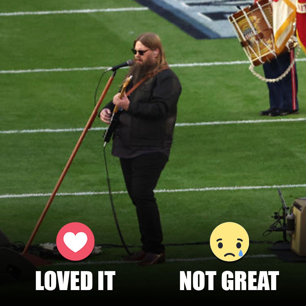 What did you think about 8x Grammy Award-winning country star Chris Stapleton's rendition of the National Anthem? 🎤