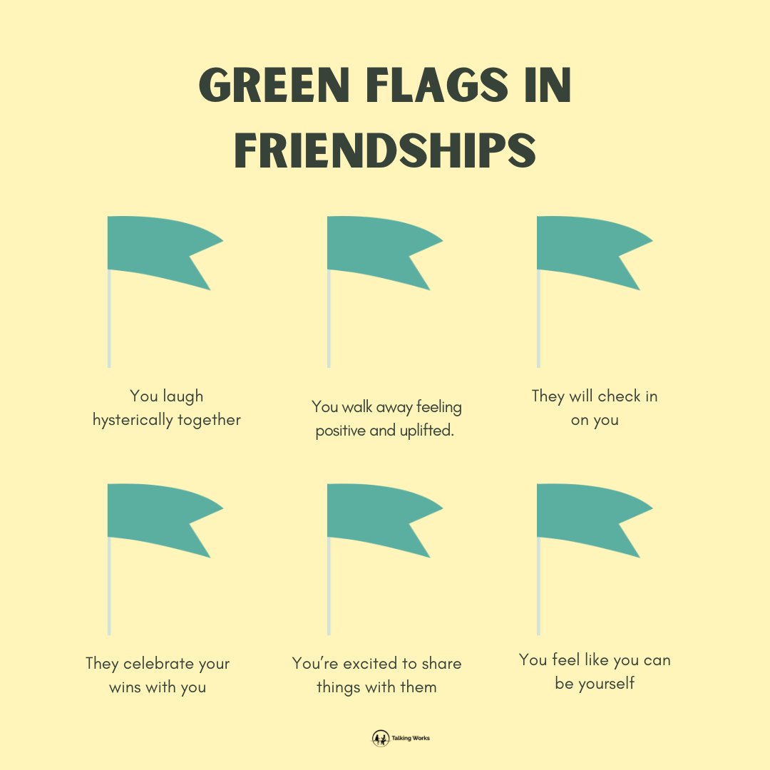 talkingworksnyc's tweet photo. Find friends that raise green flags and not red ones #mentalhealth #FriendshipGoals https://t.co/4lS7JDe6D5