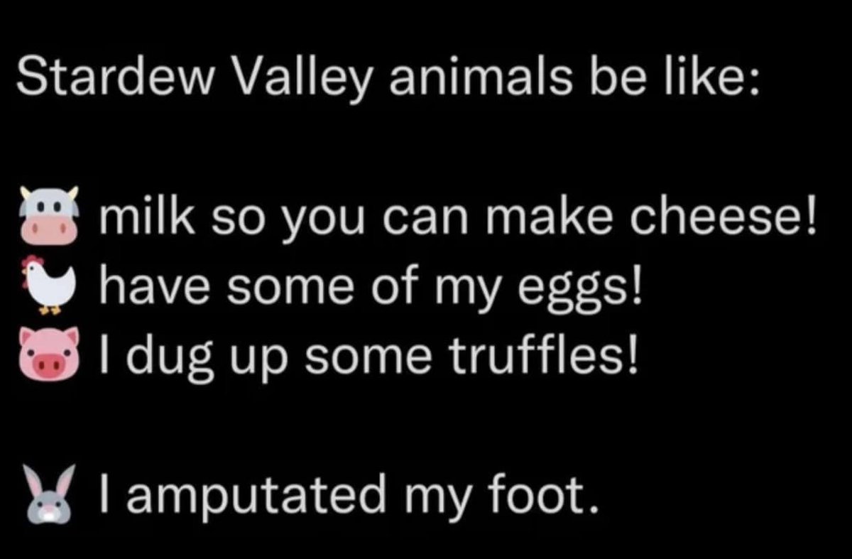 girlygothgaming's tweet photo. The rabbits foot item has always freaked me out, like how do they get this 😅😅
#Stardew #StrardewValley https://t.co/kg3VOq14nP