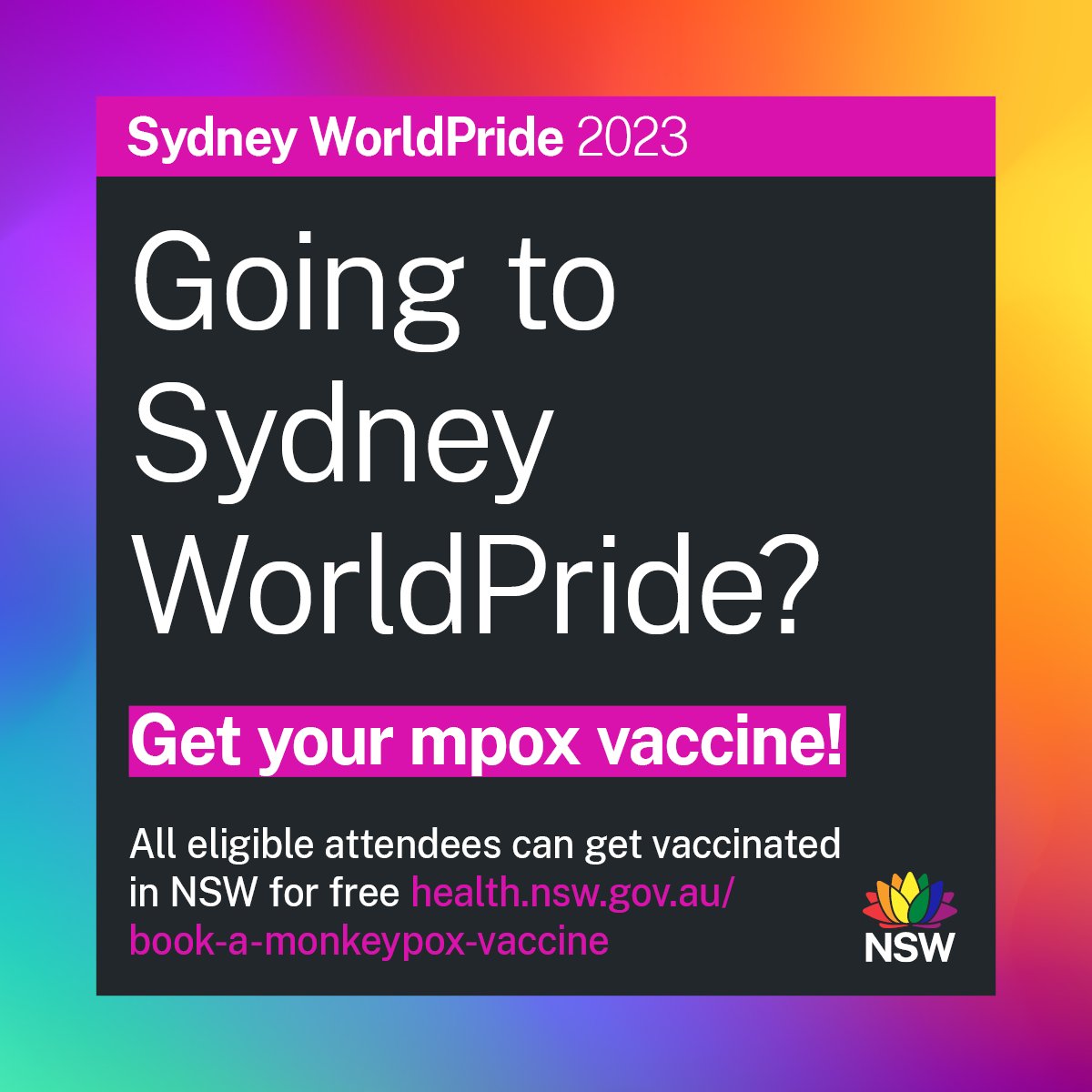 NSW Health on Twitter "Heading to Sydney WorldPride 2023? All eligible Sydney WorldPride
