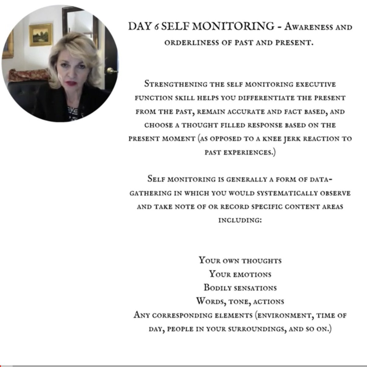 consistentreli1's tweet photo. https://t.co/FOa80Rmm8v

SELF MONITORING   DAY 6   Awareness and orderliness of past and present - Strengthening your executive function skills. https://t.co/E0xqoMnnfh