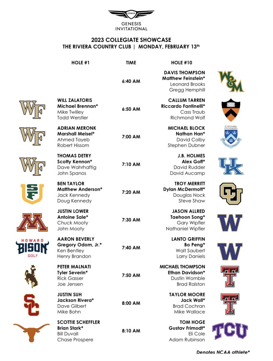@geoffshac.bsky.social (@geoffshac) on Twitter photo Monday’s <a href="/thegenesisinv/">The Genesis Invitational</a> Collegiate Showcase includes the World No 1. Quick turnaround for WMO champ Scottie Scheffler. Monday’s <a href="/thegenesisinv/">The Genesis Invitational</a> Collegiate Showcase includes the World No 1. Quick turnaround for WMO champ Scottie Scheffler.