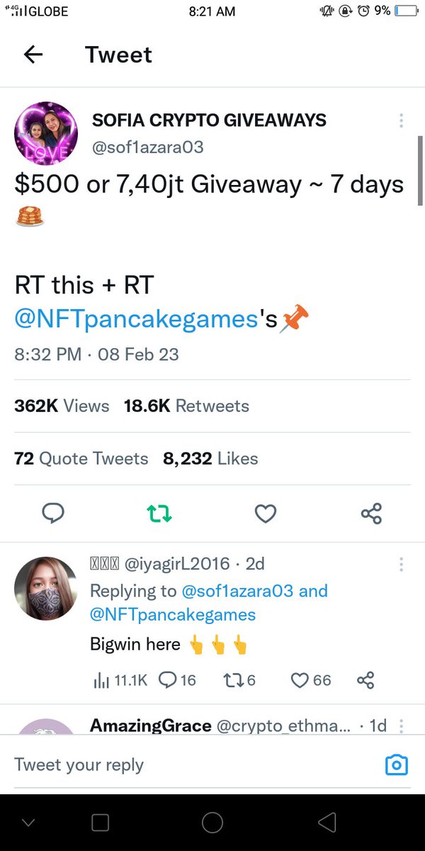 bella_2018g's tweet photo. @sof1azara03 @NFTpancakegames Manifesting win https://t.co/ydS5TkmM3k