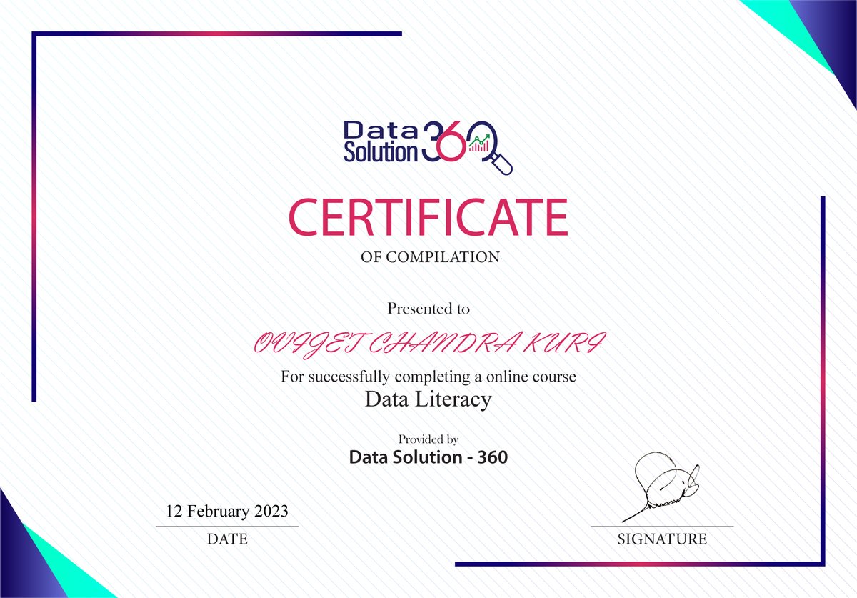 ovijet's tweet photo. It was a great session. Learned many things. 
Thanks to the instructor, Mr. Sakib and @WadhwaniF  Foundation
Accomplishment certificate of Data Literacy course organized by @WadhwaniF 
#datascience
#WadhwaniFoundation https://t.co/PhQPpySzrG