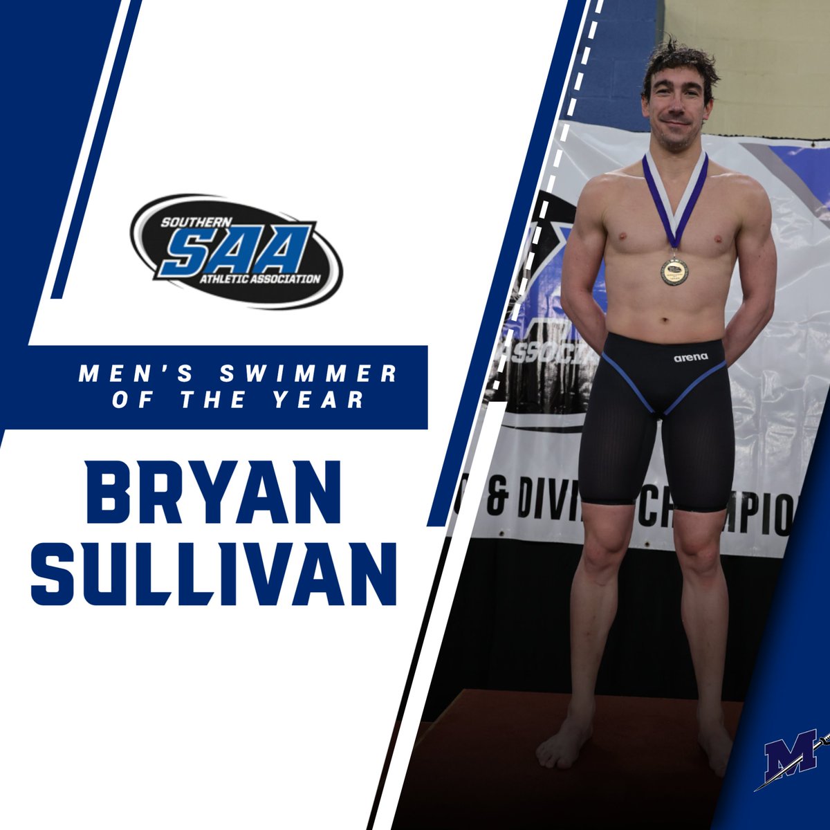 MajorAthletics's tweet photo. A 𝙈𝘼𝙅𝙊𝙍 congratulations to Bryan Sullivan on being named the SAA Men's Swimmer of the Year following the SAA Swimming and Diving Championships! 🏊‍♂️ 💯

+ 1st – 50-Y Free (20.48)
+ 1st – 100-Y Breaststroke (55.68)
+ 2nd – 100-Y Fly (49.58)
+ Swam on 4 Relays

#GoMajors https://t.co/JcdePwR0c9