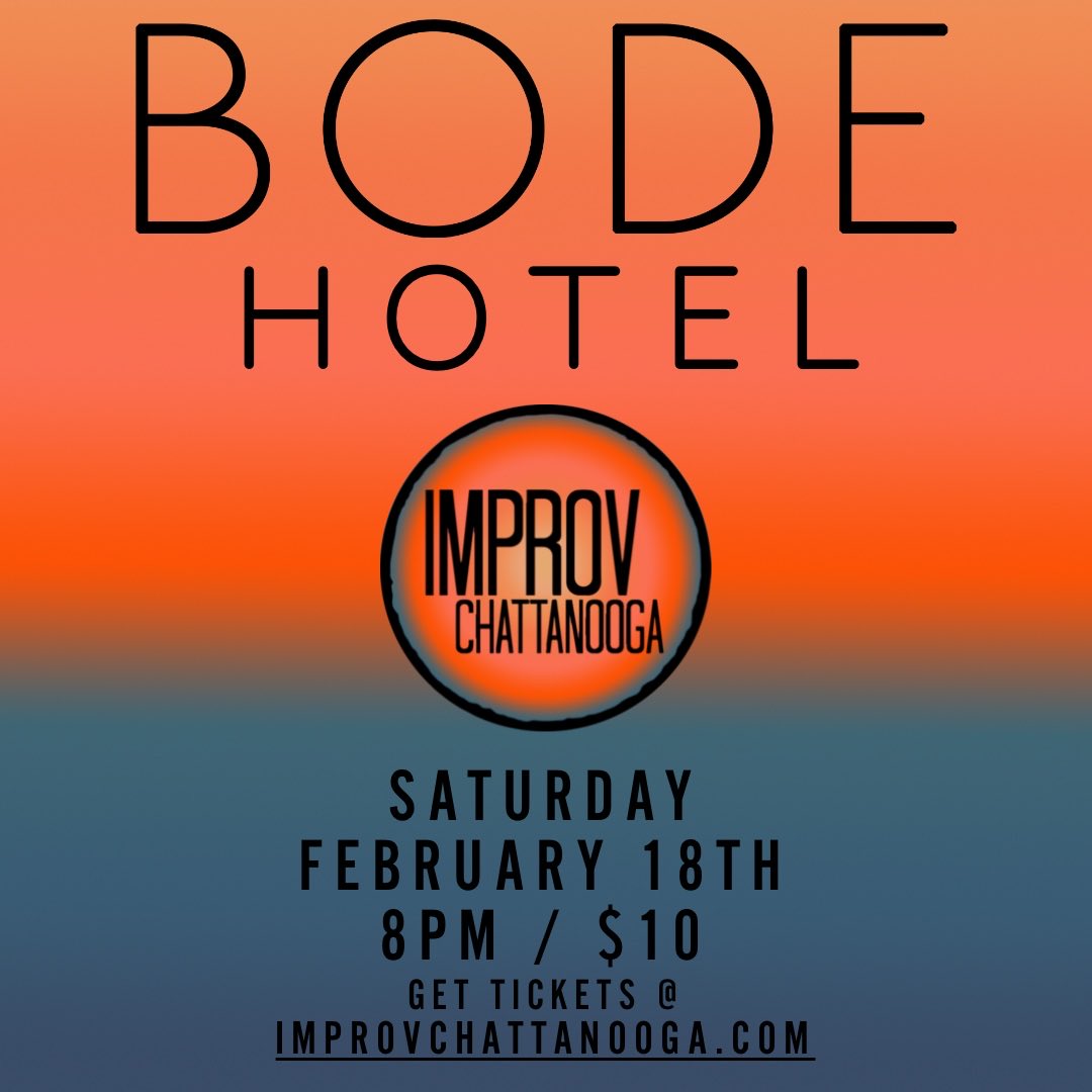 improvcha's tweet photo. Stoked to be adding a new show/venue to our monthly gigs! Join us Saturday, January 18th at Bode Hotel at 8pm for a hilarious night of Improvised Comedy! https://t.co/q9aOjO9p6g