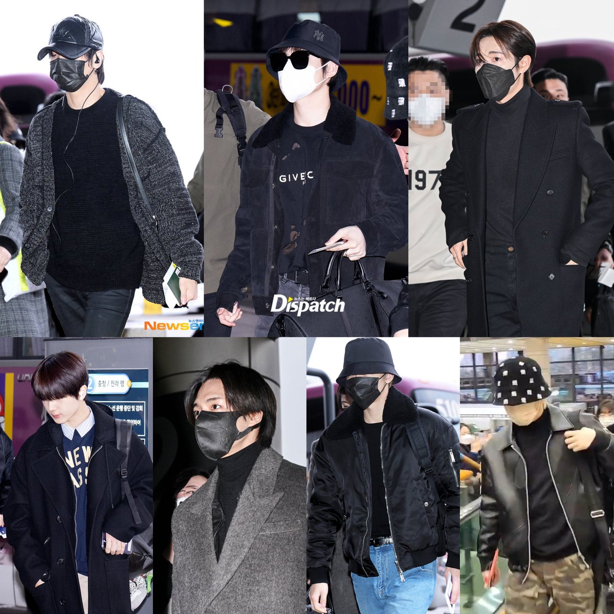 dreamies went with jeno's (original) airport fashion idea today~ jeno wanted 7dream to wear all black toned clothes 🖤