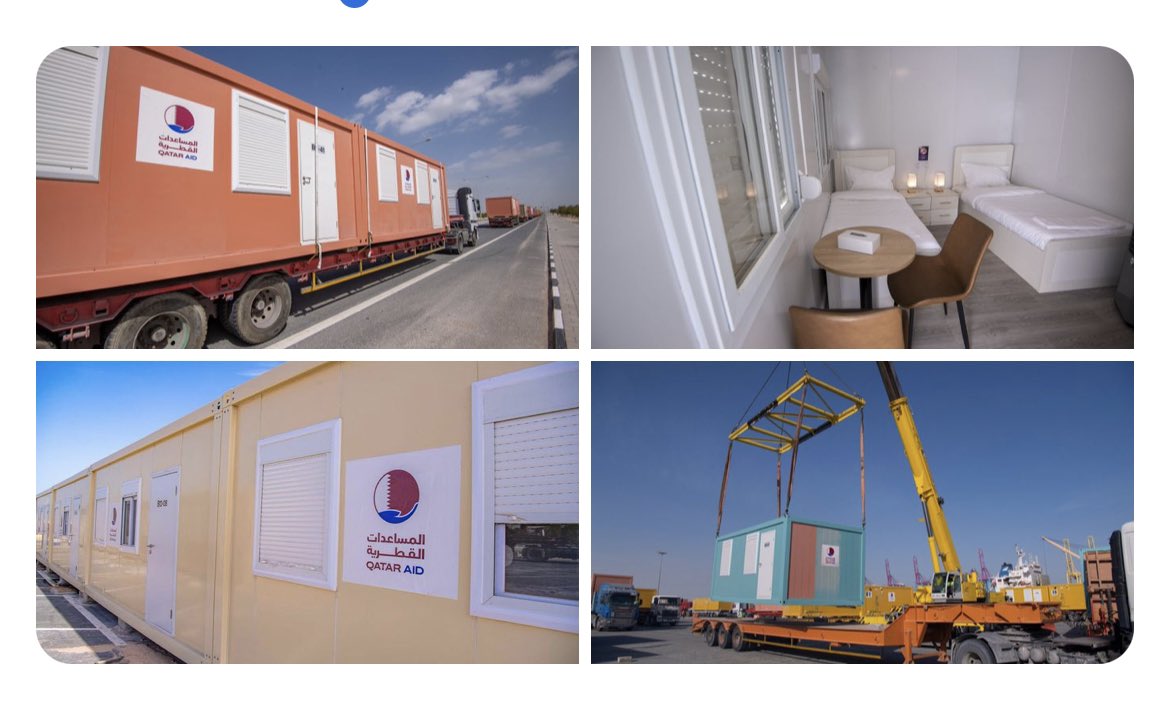 KhaledBeydoun's tweet photo. Qatar 🇶🇦 is sending 10,000 mobile homes for earthquake victims in Syria 🇸🇾 and Turkey 🇹🇷. These were used as World Cup accommodations. https://t.co/0P7mqVR1kg