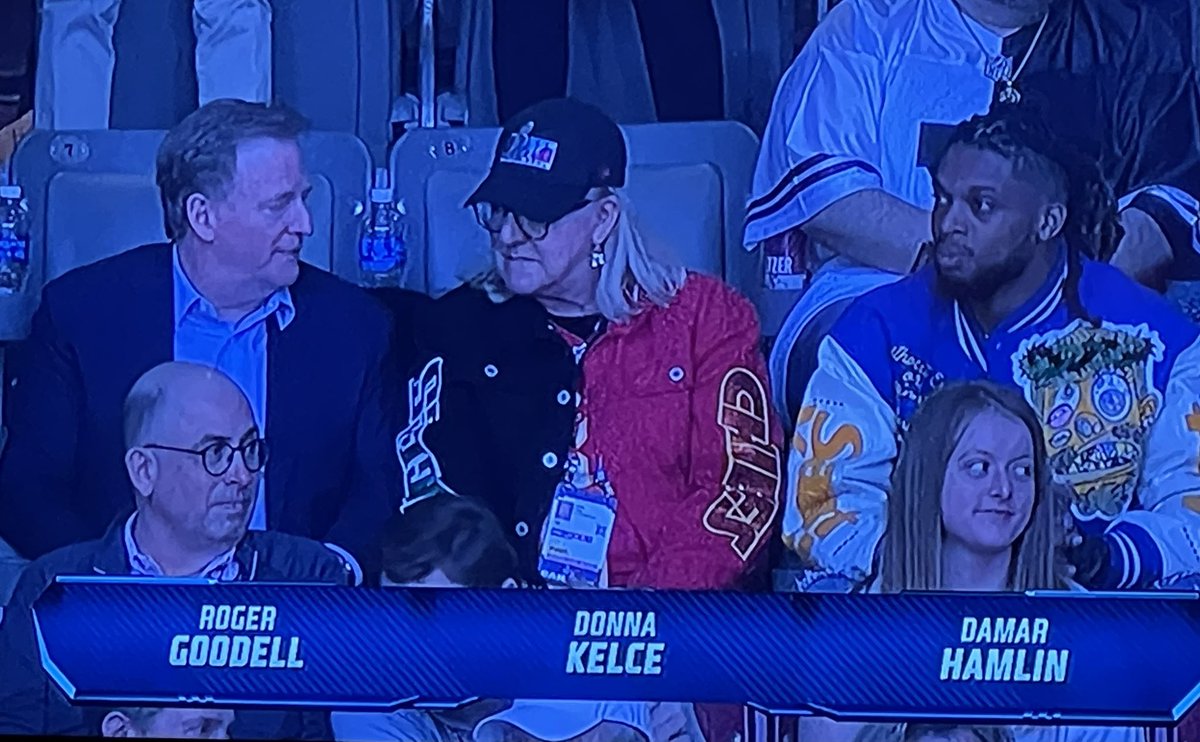 A little more than a month ago, we didn’t know if he would live and now he’s sitting with the NFL Commissioner at the #SuperBowl. #DamarHamlinStrong