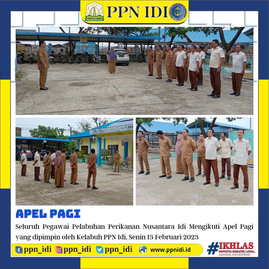 ppn_idi's tweet photo. Kepala Pelabuhan Perikanan Nusantara Idi memimpin apel pagi yang diikuti seluruh Pegawai PPN Idi, Senin 13 Februari 2023.
#apelpagi #kkpgoid #dkpaceh #ppnidi #asn #tekon https://t.co/0syxsorRVy