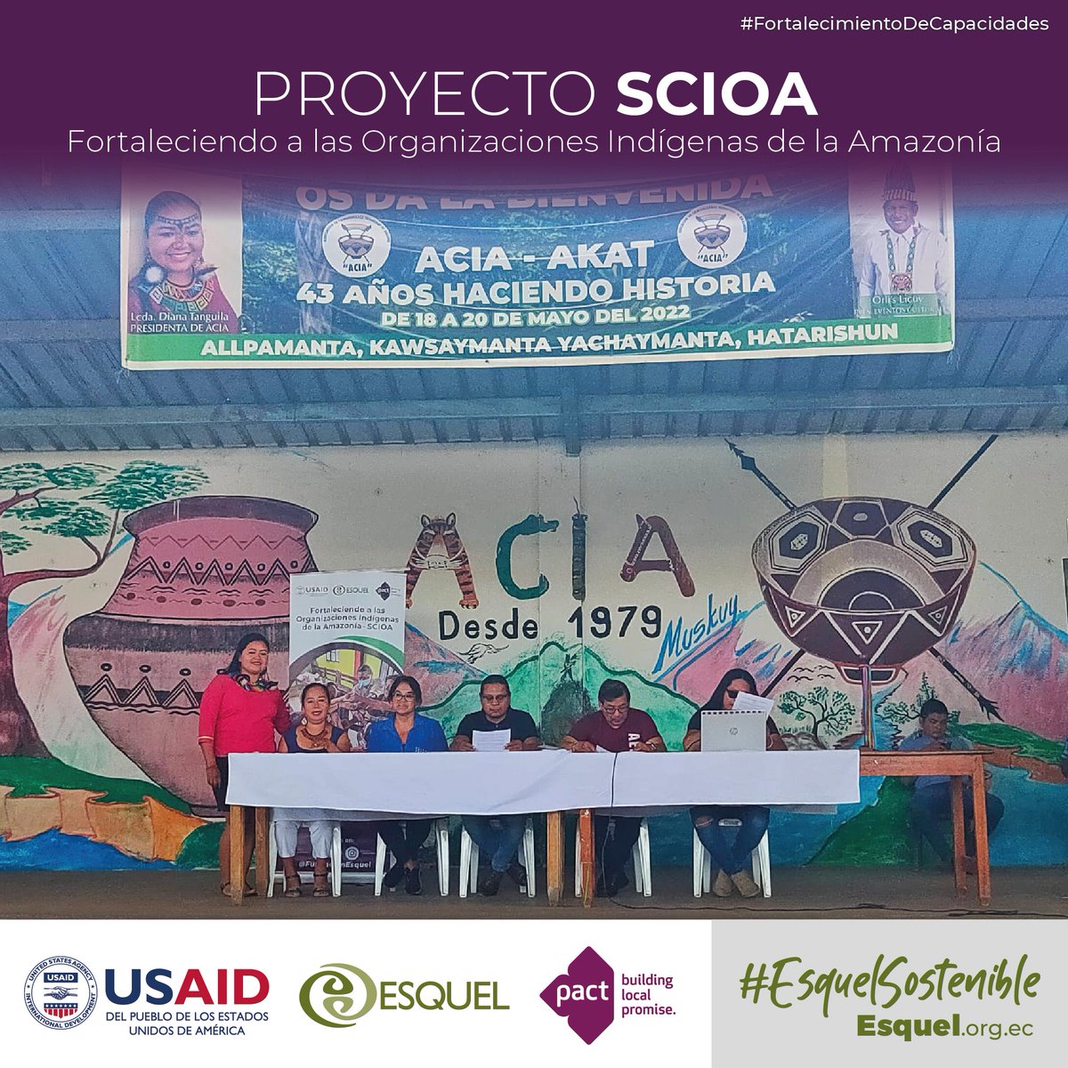 FundacionEsquel's tweet photo. 🙌#SCIOA 
🍃 Asamblea general para la aprobación de los nuevos estatutos de la Asociación de Comunidades Indigenas de Arajuno ACIA , reforma financiada como parte de la subvención entregada para potenciar su organización.
📍@PactColombia | @USAIDPeru | @USAIDLAC #Pastaza https://t.co/Am2Il7oSIK