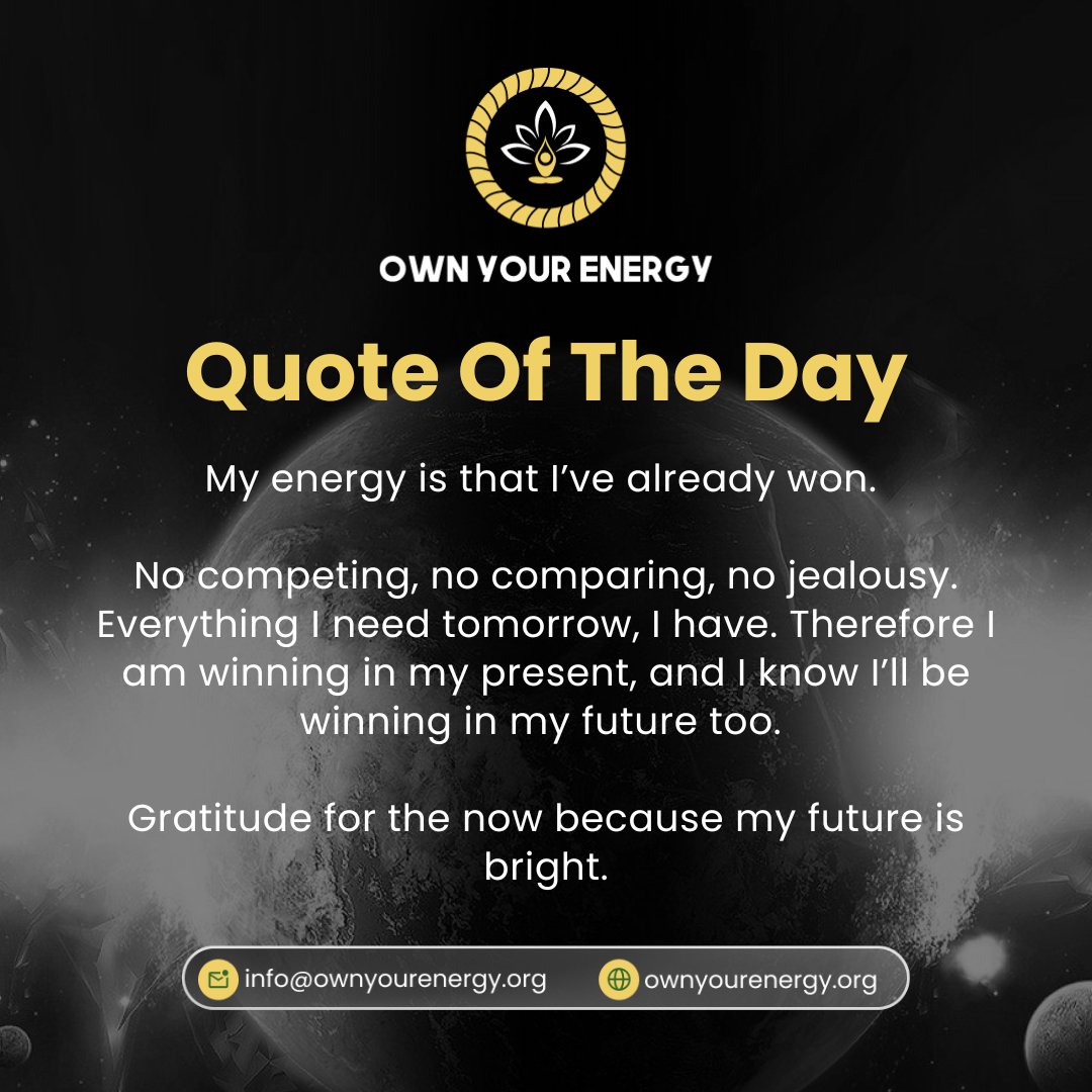 Quote Of The Day!

#WinningNow #WinningFuture #NoCompeting #NoComparing #NoJealousy #EverythingINeed #GratitudeNow #BrightFuture #MakingMoves #Successful #Achievement #Goals #Dreams #Accomplishments #AchievingGoals #ReachingGoals #MySuccess #Gratitude