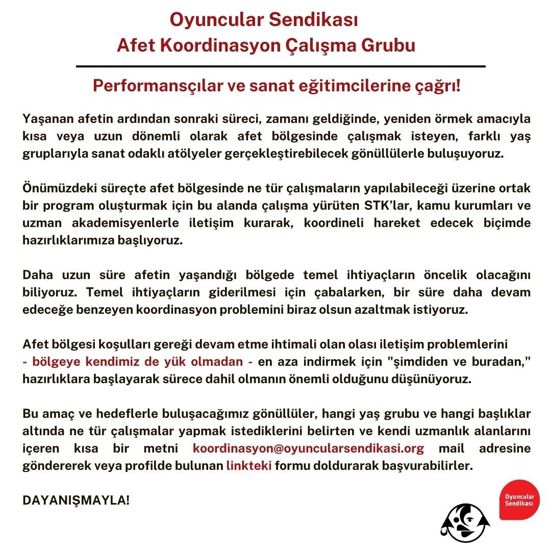 Performansçılar ve sanat eğitimcilerine ÇAĞRI!