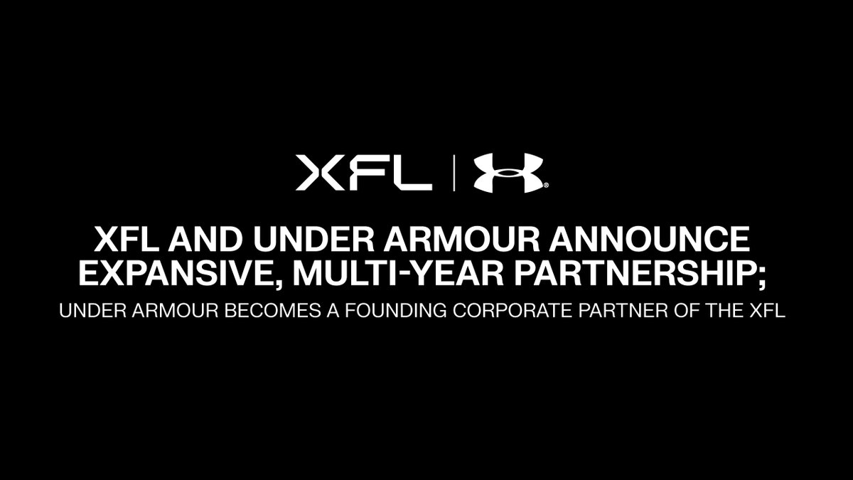 The XFL today announced an expansive, multi-year partnership with Under Armour in which Under Armour has been named a Founding Corporate Partner of the League. They will provide resources, services, and support for XFL businesses and initiatives. Release: xfl.com/xfl-latest-new…