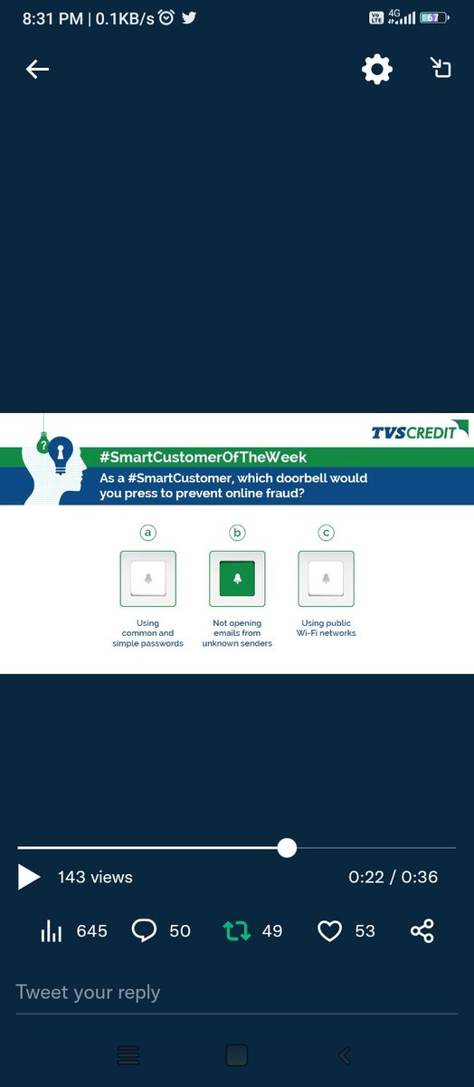 Prachii10's tweet image. Press Bell B 

@TVSCredit 
#SmartCustomer #TVSCredit #SmartCustomerOfTheWeek #Contest #ContestAlert #StayAware #StayInformed #Beware   

Join

@Sneeha_ @flora_n_fauna11 @mehtamadonna