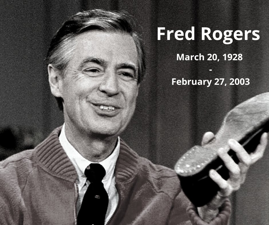 PBS_WR's tweet photo. Today marks twenty years since the passing of our beloved neighbor Fred Rogers. His legacy remains, teaching us to treat each other with kindness. ❤️ https://t.co/aJn3ExI7OI