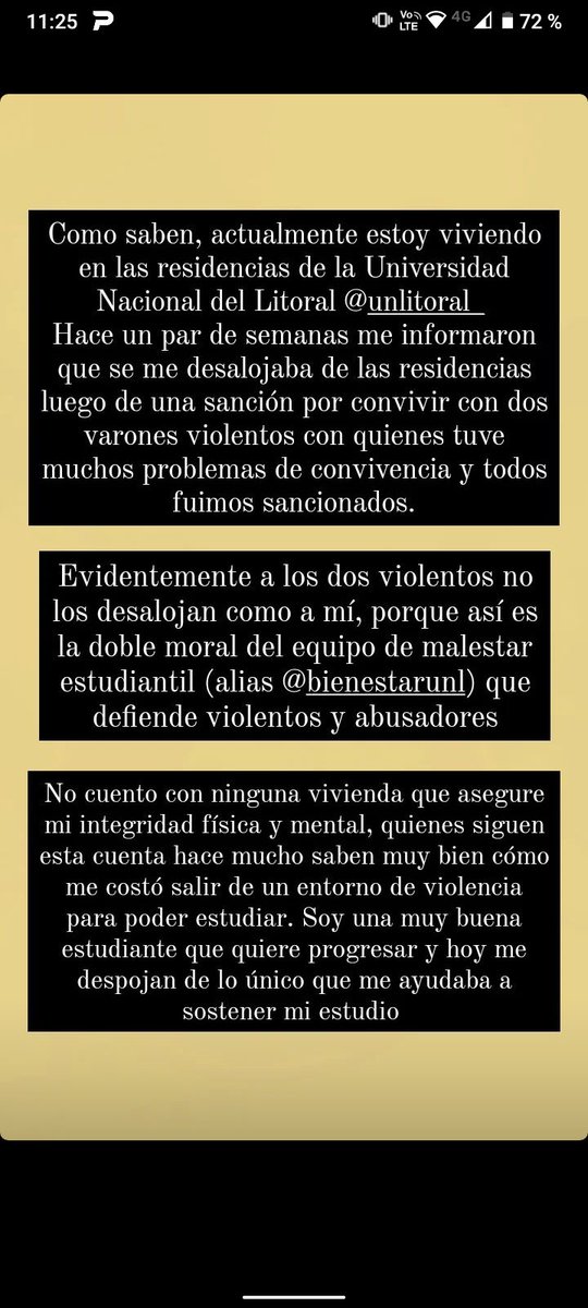 ilayevermore's tweet photo. ⚠️ ATENCIÓN DIFUNDIR POR FAVOR⚠️
En el día de la fecha la @UNLitoral decide desalojarme de la residencia en la q vivo luego de haber sido violentada x dos varones con los q convivía, lavándose las manos completamente y dejándome sin vivienda ni la posibilidad de seguir estudiando https://t.co/DbILJScUTj