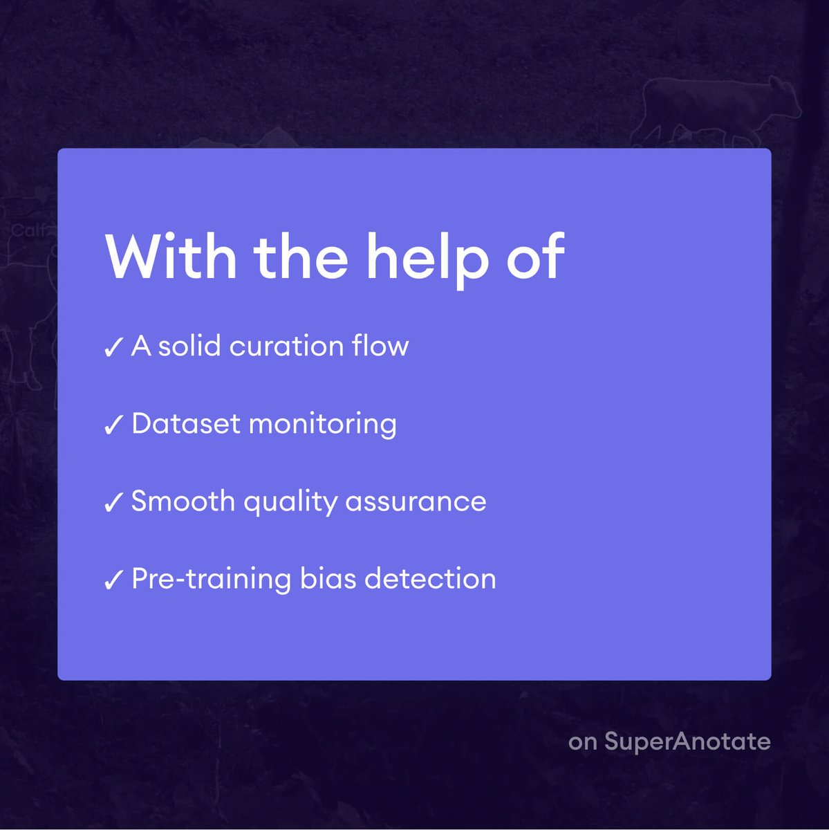 superannotate's tweet image. It's a tedious task to #annotate, check and improve the #trainingdata.
If you accelerate error detection in the annotated #data, you can automate the iterations that seem to have no end.
Learn how our customers do it with #SuperAnnotate: superannotate.com/blog-category/…