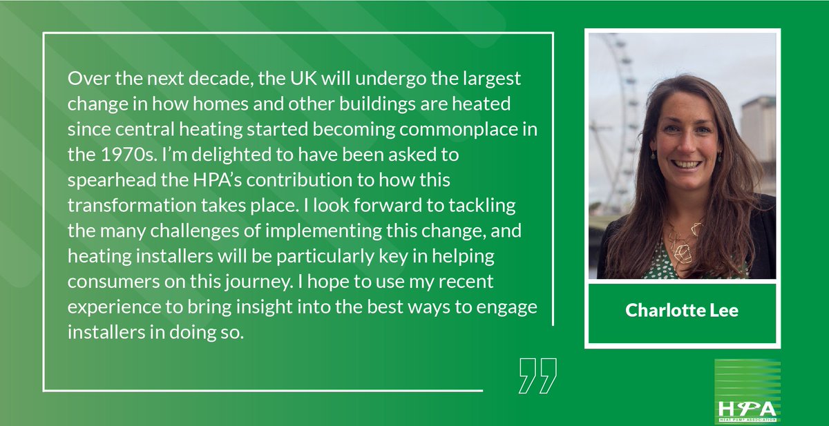 We are thrilled to announce that Charlotte Lee will become the first Chief Executive of the Heat Pump Association in April 2023.

Read our press release 👉 heatpumps.org.uk/the-hpa-appoin…

#HeatPumps #HPA #Heating
