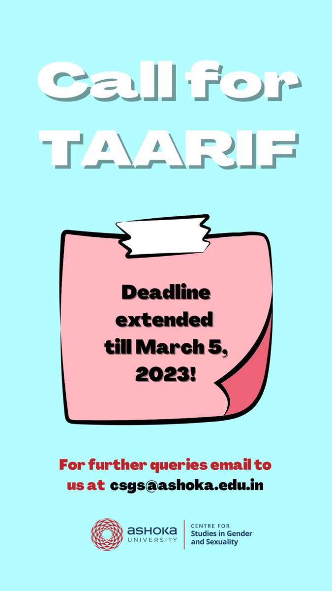 CSGS_Ashoka's tweet image. #TAARIF Deadline Extended for Applications! 

For further queries mail to us at csgs@ashoka.edu.in 

#csgs #ashokauniversity