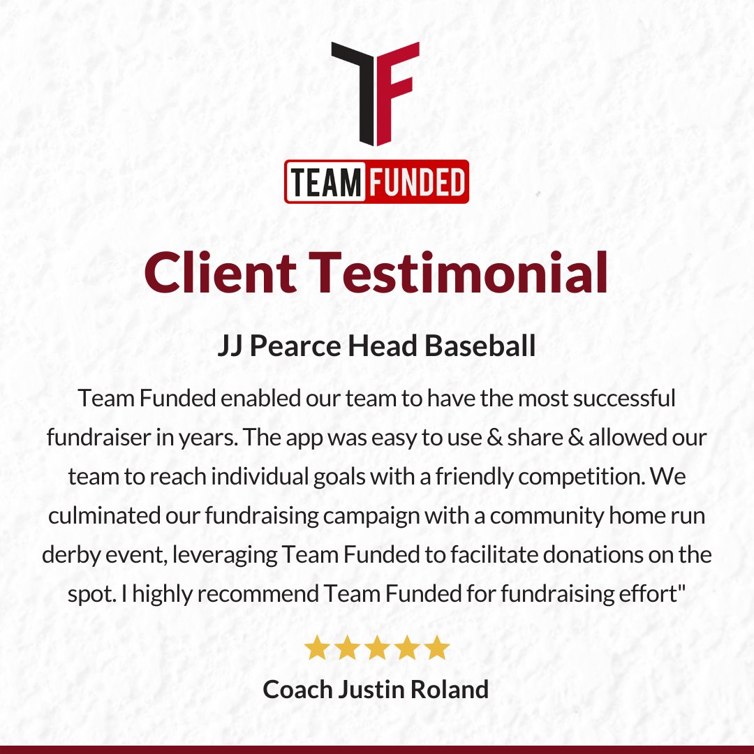 Team_Funded's tweet photo. Thanks, Coach Justin Roland for the great feedback! Congratulations on reaching your fundraising objectives!
See how TeamFunded can help you reach your fundraising goals today!
#TeamFunded #fundraiser #fundraising #client https://t.co/v7rd6inUz3