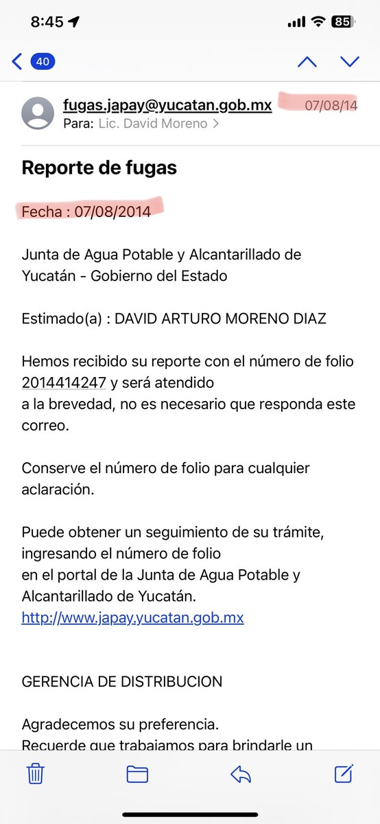 DMorenoDiaz's tweet photo. @JAPAYOficial tengo una fuga desde 2014 que nunca se ha atendido, empezó pequeña y ahora es grande. Han habido múltiples reportes y nunca ha sido atendido, parece que el desperdicio de agua no les interesa. He hecho reportes en la app, vía correo, vía telefónica y nada. https://t.co/bDOws2yyiR