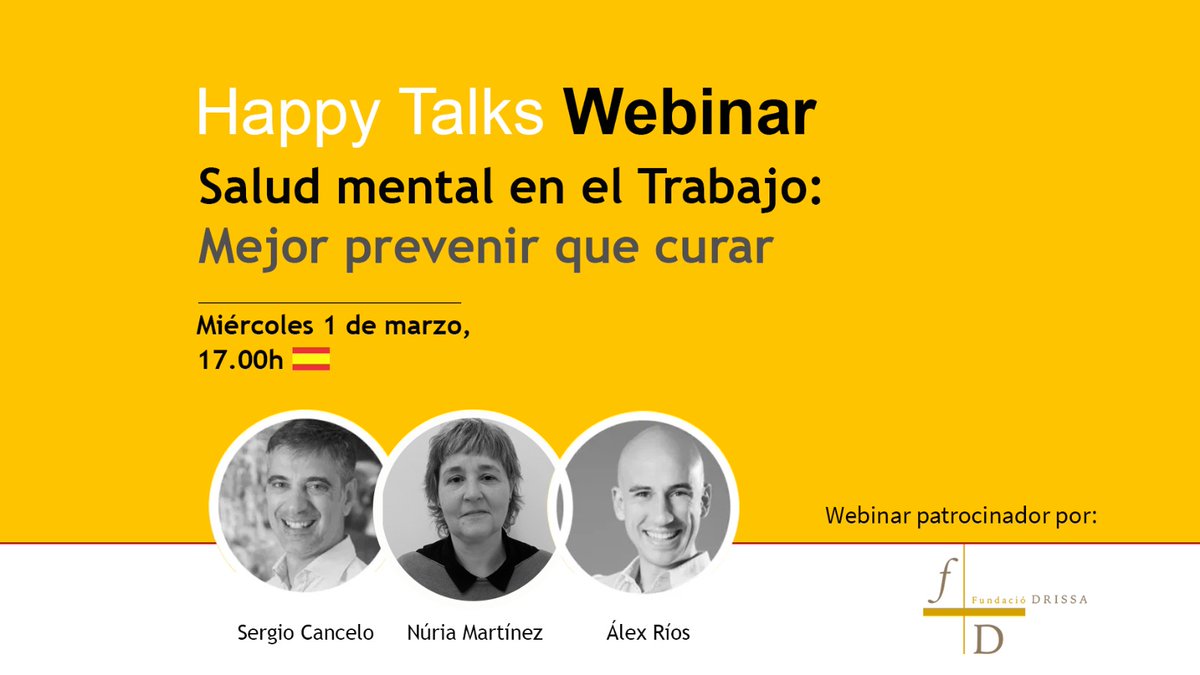 MyHappyForce's tweet photo. 🎥 Webinar 🎥
Esta semana hablaremos sobre “la salud mental en el trabajo” con Núria Martínez, directora - @FundacioDrissa
👉 La importancia de la salud mental en el entorno laboral para mejorar los parámetros de felicidad
👉 Estrategias de prevención y cuidado de la salud mental https://t.co/3xVrsbWKMM