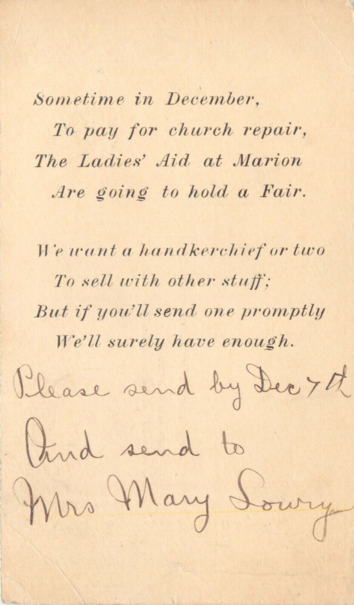 ClareCoCleaver's tweet photo. 1909 postcard. I bet we could look this up when the Marion newspapers are digitized! #DigMarion @DigMichNews https://t.co/hLeQwXiH5a