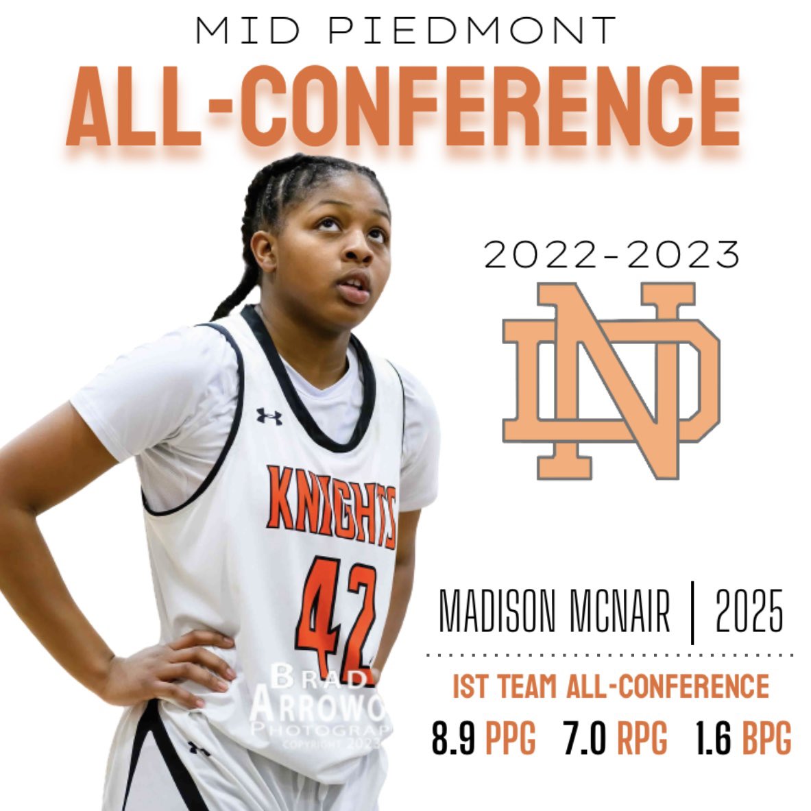 Congrats to sophomore Madison McNair for being selected for MPC All-Conference!! Keep up the hard work🏀🏀