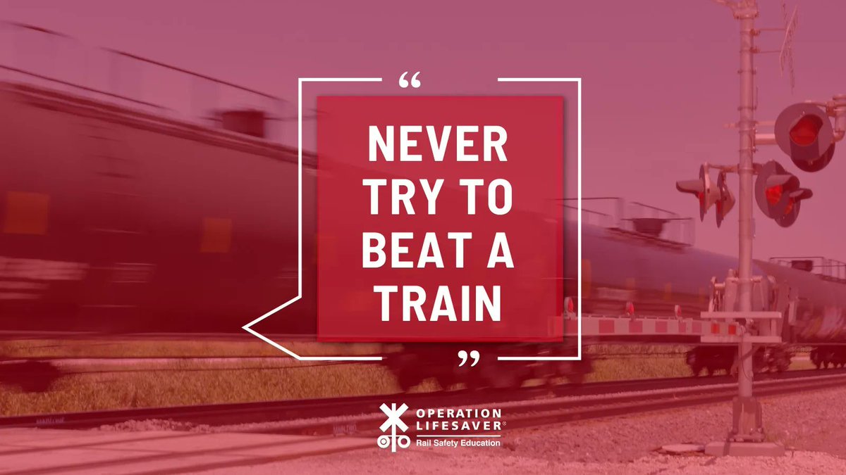A train traveling 55 mph can take over a mile to stop — never try to beat a train.
#SeeTracksThinkTrain