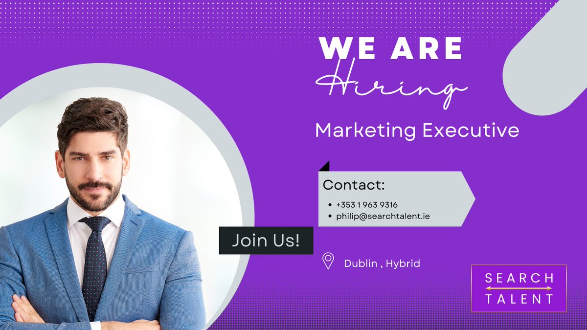 Now #hiring. To know more or apply:
searchtalent.ie/job/marketing-…

#marketingjob #HIRINGNOW #Dublin #opportunity