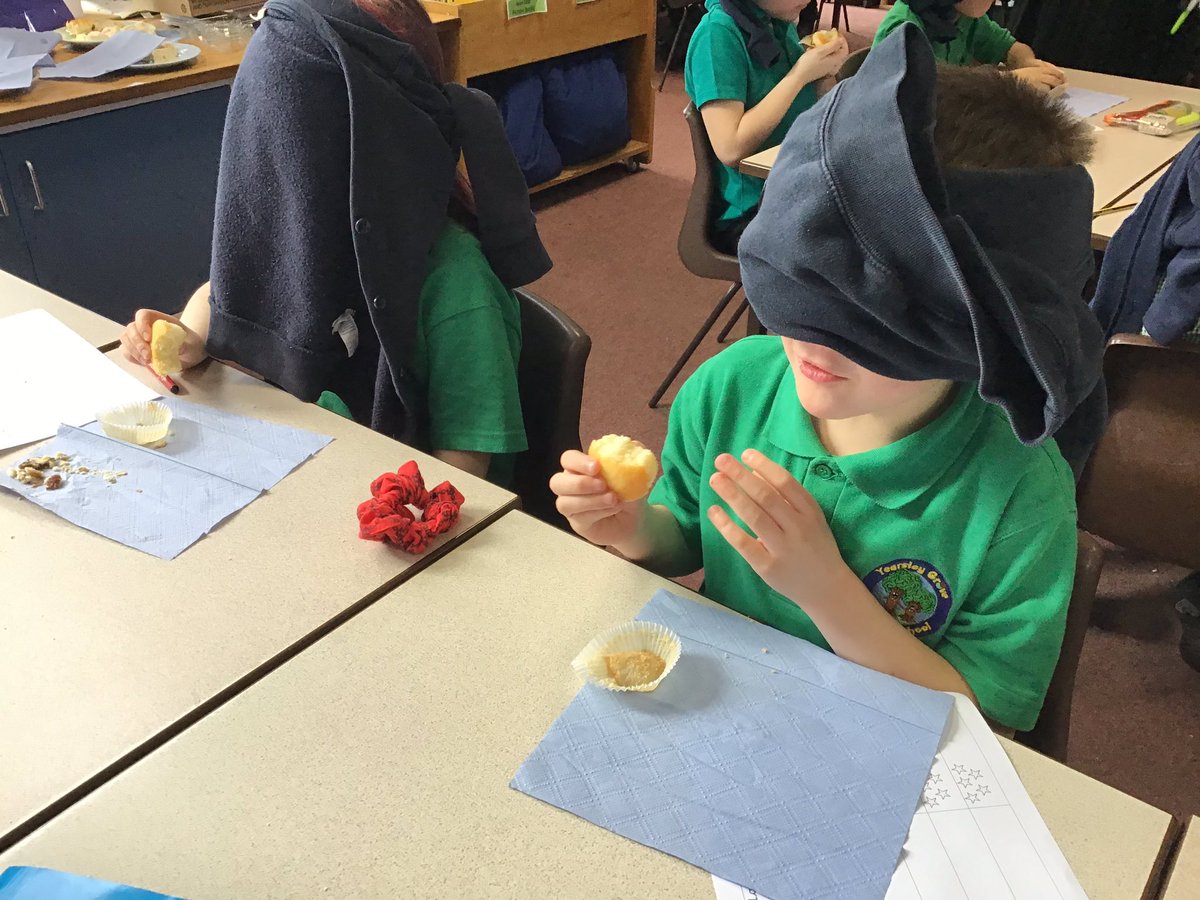 YearsleyGrovePr's tweet photo. Crazy taste tests this afternoon! We tried lots of foods that contain wheat whilst blindfolded! Great fun and lots of crumbs! https://t.co/l5H1qO7504