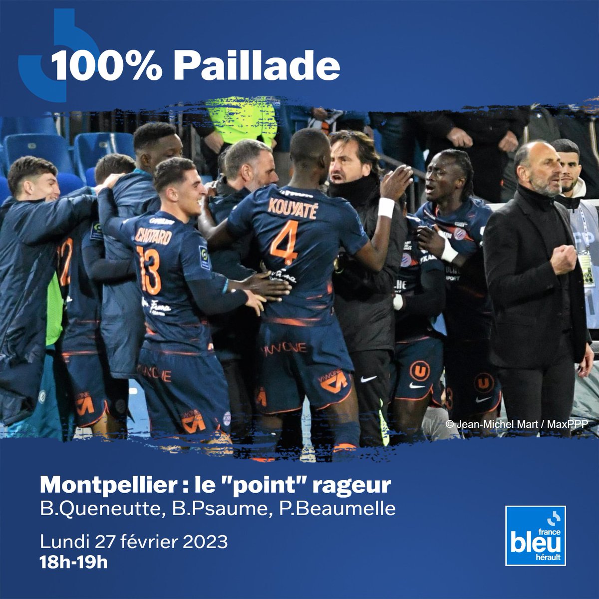 Première fois de la saison que #Montpellier prend autant de points sur une série de 3 matchs. Vous revivez ? On en parle à 18h + méthode Der Zak + Maouassa attaquant + bonnes pioches mercato + 2 places pour #MHSCSCO

🗯️ <a href="/BenjiPsaume/">benji psaume</a> &amp; <a href="/PatBeaumelle/">Patrice Beaumelle</a>
☎️ 04.67.58.6000 #BleuPaillade
