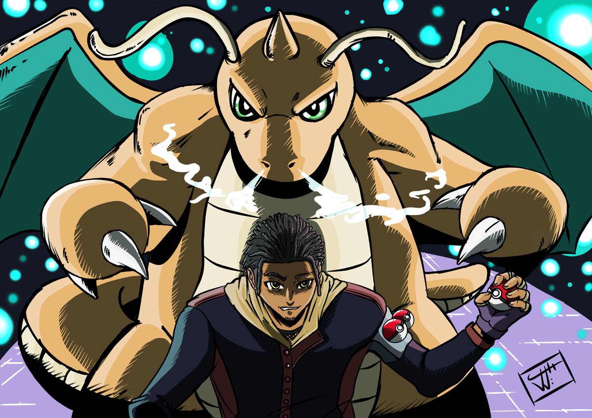 Jaybeeace2412's tweet photo. Totally forgot to post this here,Pokemon fan art of a dragon type trainer.

#pokemonart #pokemon #dragonite #manga #anime #art #digitalart https://t.co/zESaWt9GKS