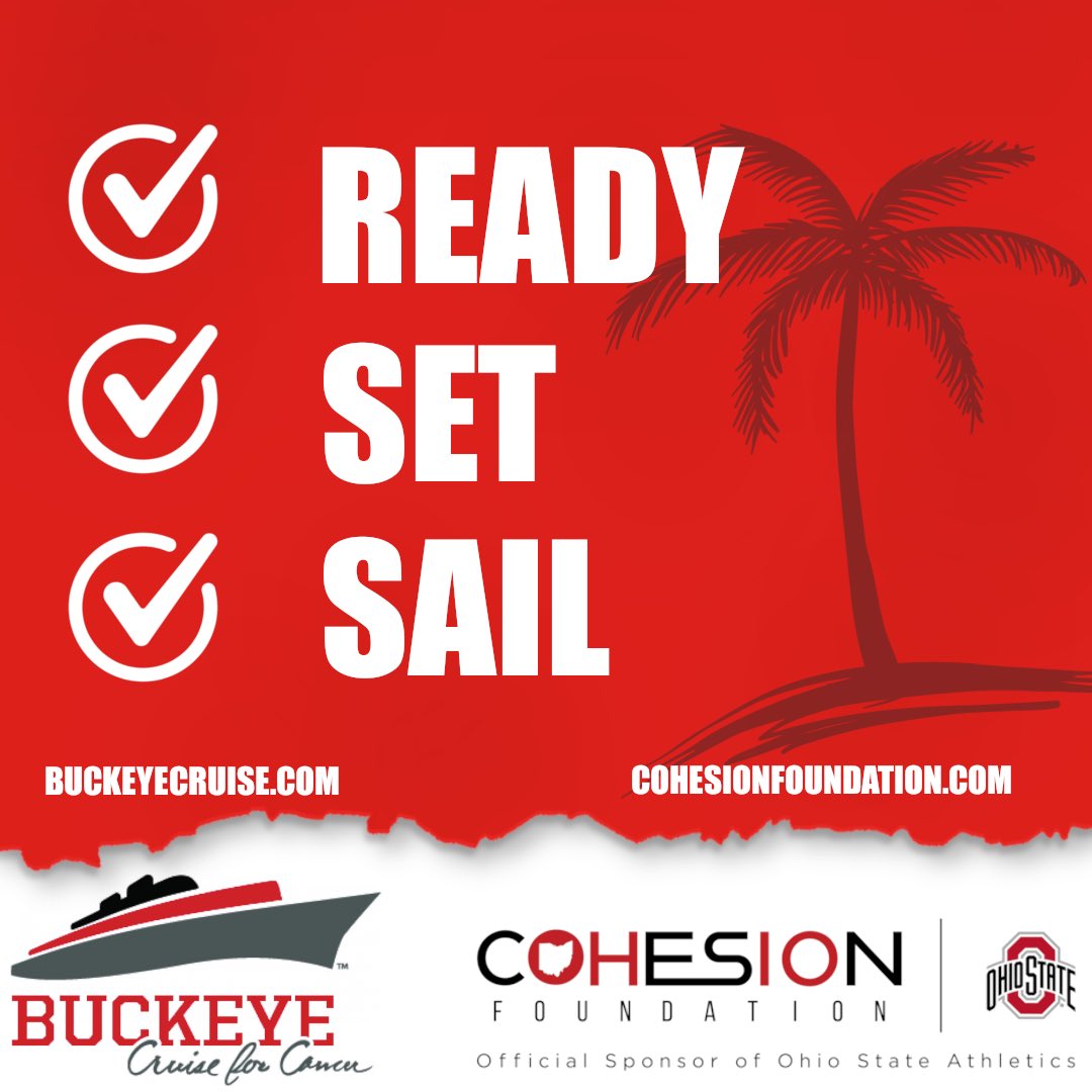 cohesionohio's tweet photo. Starting this week off with some good vibes 🐚🌊🌴
Ready ✔️
Set 🙌🏼
Sail 🛳️
Let the adventure begin! #BC4C #ALLinOSU #beatcancer https://t.co/Fll1BxpAXB