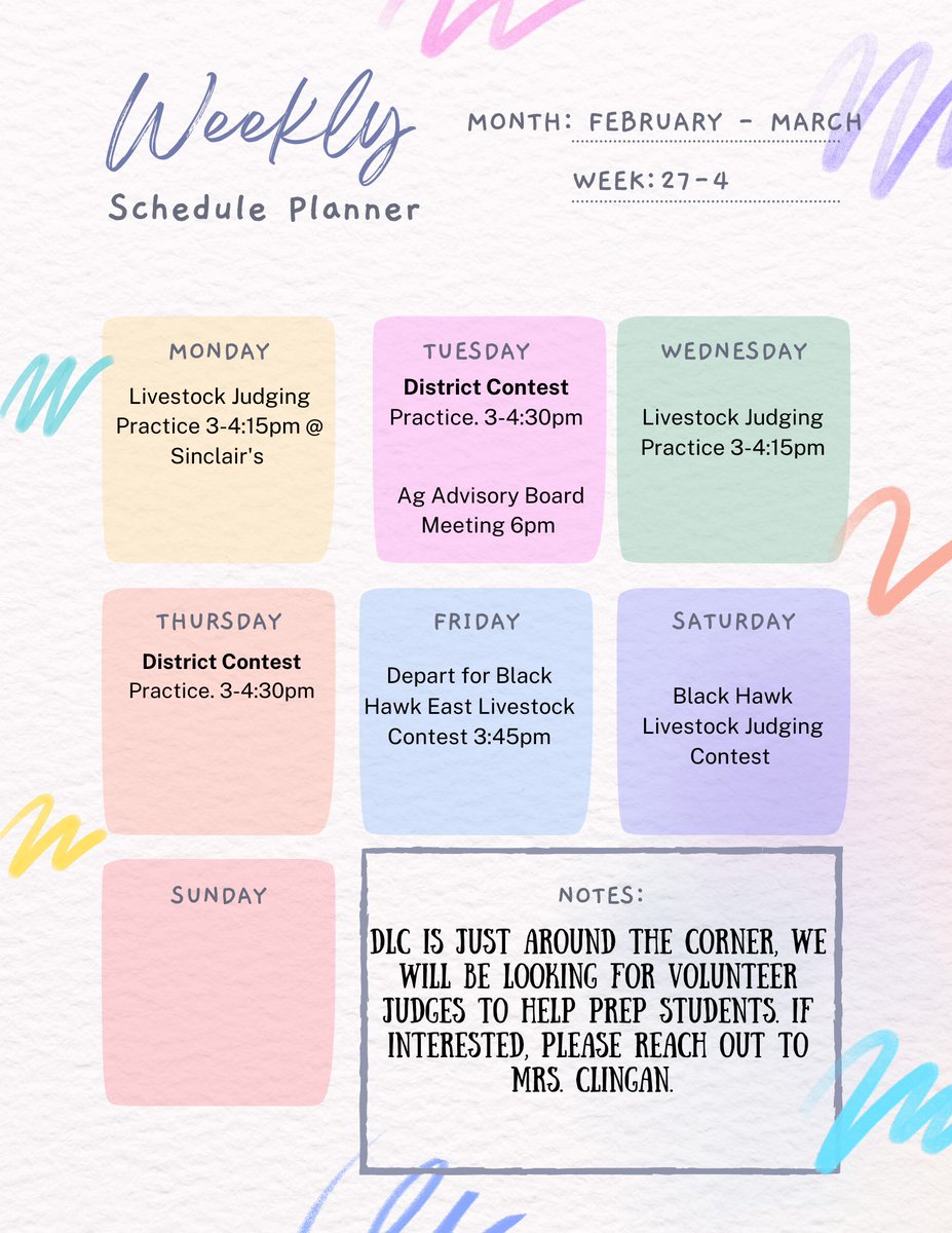 ffa_cloverdale's tweet photo. Weekly Schedule (2/27-3/4) https://t.co/JxekRzGHyd