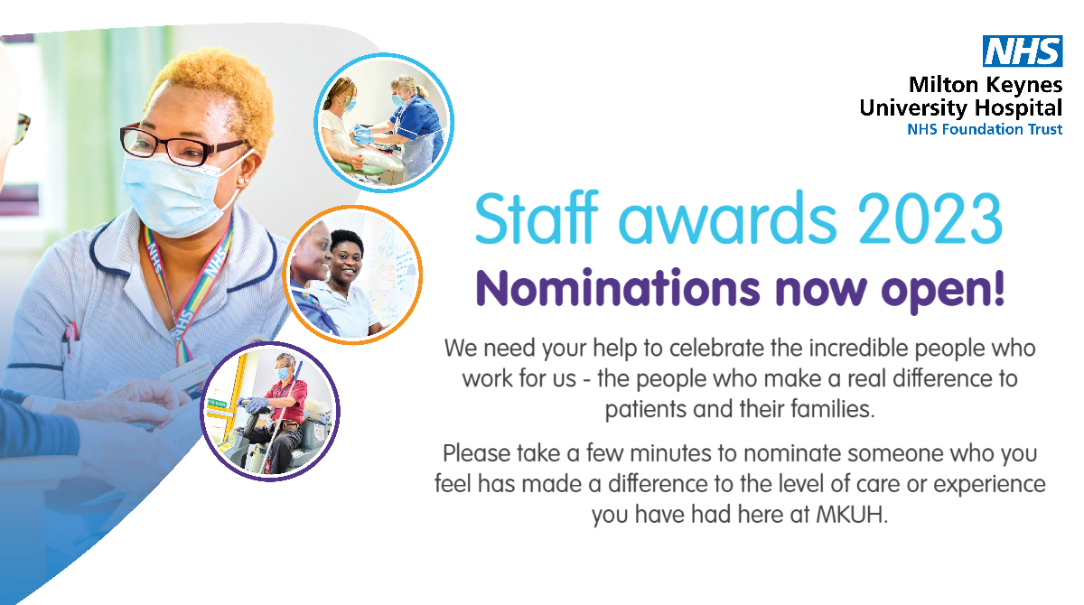 We have opened our nominations for the #TeamMKUH Staff Awards! If you feel a member of staff has made a difference to the level of care you have had here at MKUH, give them some recognition by nominating them for our Patient's Choice category: bit.ly/3m08WZS