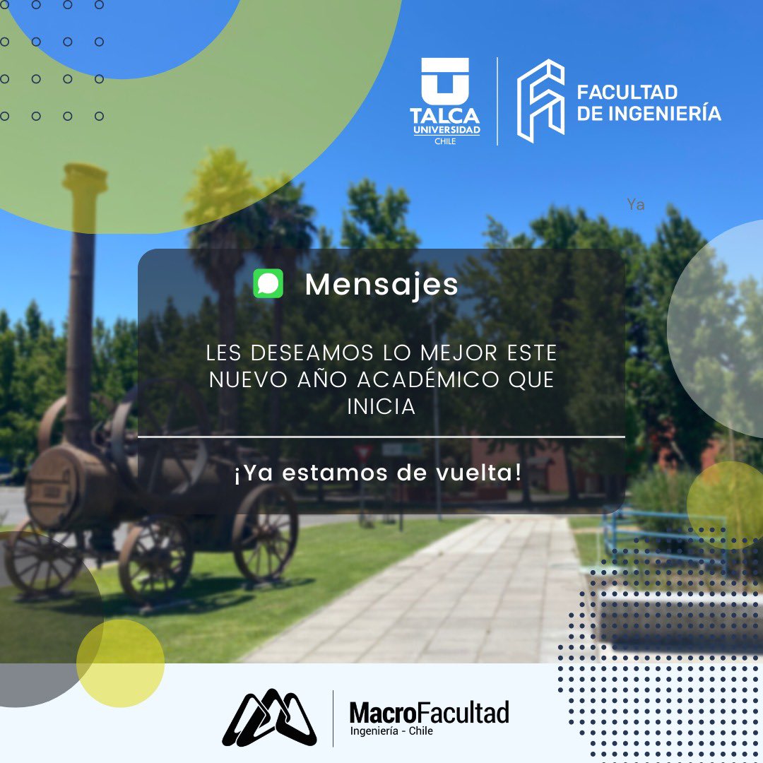Hoy retomamos actividades en <a href="/ingUtalca/">Ingeniería UTalca</a> ⬇️

🔸 1 de marzo 2023 ➡️ Bienvenida estudiantes de 1er año e inicio de actividades de transición.  

🔸 13 de marzo 2023 ➡️ Inicio periodo académico 2023 (inicio de clases). 

#SomosMacroFacultad #IngenieríaUTalca #UTalca #InicioDeClases